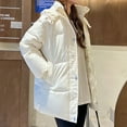 thumbnail image 4 of Jinhomg Women's Hooded Warm Winter Coat Comfy Mid Length Double Closure Puffer Jacket Casual Loose Long Sleeve Quilted Coat White M, 4 of 7