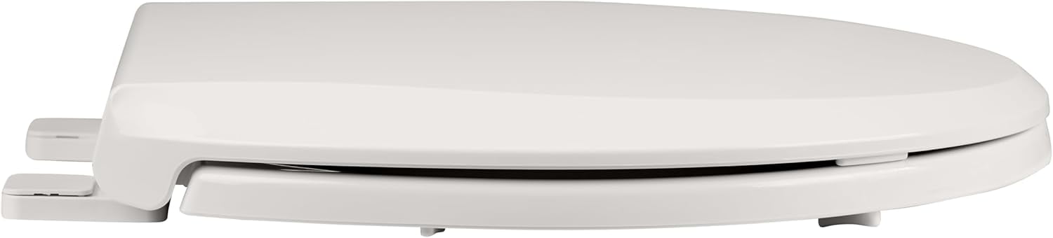 Durable Round Toilet Seat with Soft Close, Easy Install, Fits Most Round Toilets, White, Quiet Closure, Stain & Scratch Resistant (17", Biscuit)