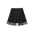 thumbnail image 2 of Women's A-Line Mini Skirt Mid Waist Solid Color Lace Up Short Pleated Skirt, 2 of 9
