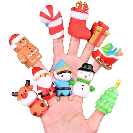 Christmas Games For School Party 10 Pcs Christmas Finger Puppets, Best Choice for Christmas Stocking Stuffers, Party Favors, Pinata Fillers and Goodie Bag Fillers F-374 ()