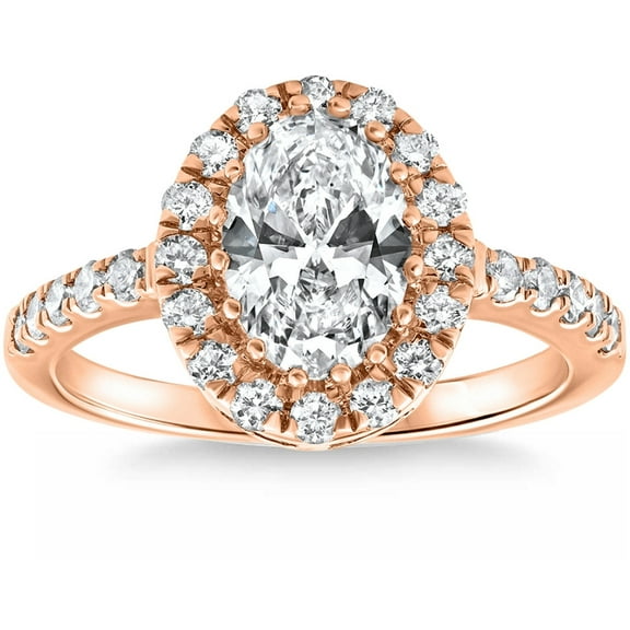 Pompeii 1 1/2Ct Oval Diamond Halo Engagement Ring 14k Gold Lab Grown (G/H,VS1-VS2)