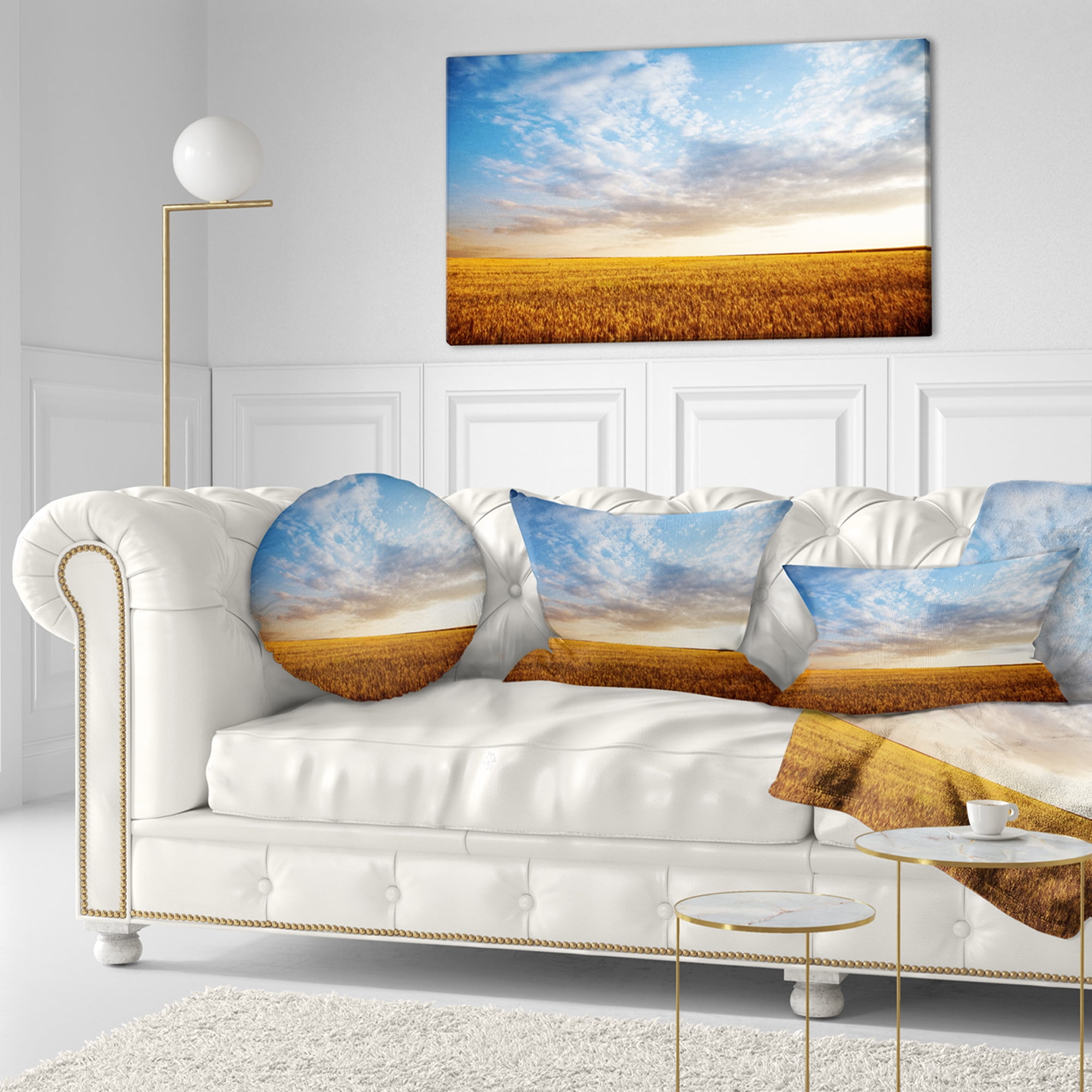 Designart 12" x 20" Blue Polyester Throw Pillow