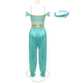 thumbnail image 4 of TiaoBug Women's Arabian Princess Cosplay Outfits Off Shoulder Sequined Rompers Fairy Tale Dress Up Turquoise 3XL, 4 of 7