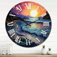 thumbnail image 3 of Designart "Colorful Beach horizon II" Nautical & Beach Oversized Wall Clock, 3 of 5