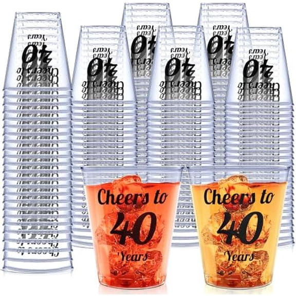 (110 Pack) Cheers to 40 Years 2oz Shot Glasses Disposable Cups, 40th Birthday Party Favors for Her and Him Women Men, Anniversary Wedding Decorations (Black, Cheers to 40 Years)
