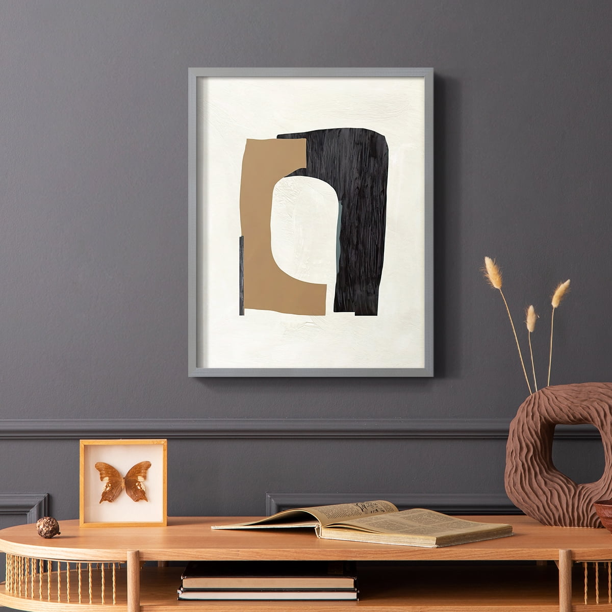 Cardboard Cutouts I Framed Print in Gray Solid Wood Framed Print No Nail Hanging