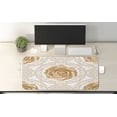 thumbnail image 2 of Floral Computer Mouse Pad, Rose Florets with Classic Graphic Lace Feminine Retro Oriental Motif, Rectangle Non-Slip Rubber Mousepad X-Large, 35" x 15" Gaming Size, Sand Brown White, by Ambesonne, 2 of 2
