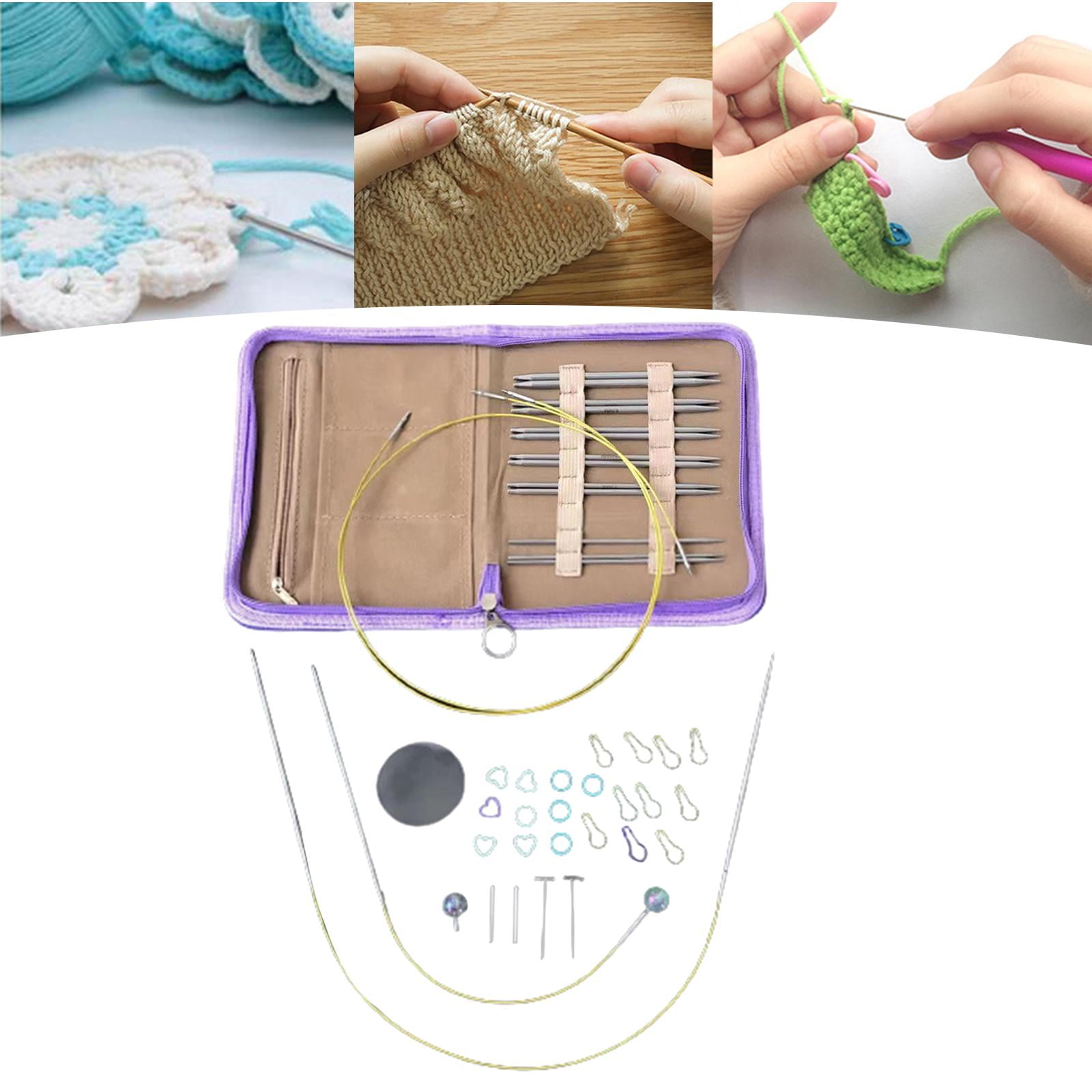 S SERENABLE Circular Knitting Needles Set Stainless Steel Weaving Equipment 8 Different Size Multifunction Crochet Needles Durable Sewing for Sweater