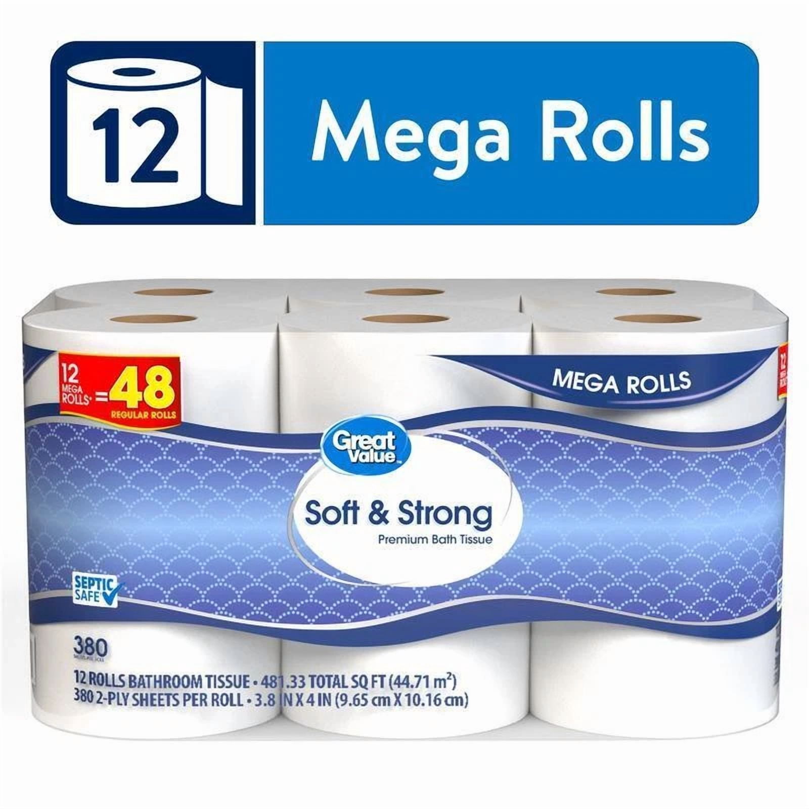 OZEA -Soft Strong 2-Ply Toilet Paper Mega Roll 12 Count Septic Safe Absorbent Domestic