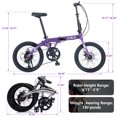 thumbnail image 5 of 20" Folding City Bike for Adults/Men/Women, 8 Speed Foldable Bicycle with Aluminum Alloy Frame, Anti-Slip and Wear-Resistant, Purple, 5 of 5