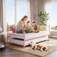 thumbnail image 6 of Daybed with Trundle, Twin Metal Bed Frame with Heart-Shaped Headboard, Sturdy Steel Slat Support, Space-Saving Sofa Bed for Living Room, Bedroom, and Guest Room, Easy Assembly, Pink, 6 of 8