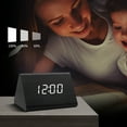 thumbnail image 4 of Manunclaims Digital Wooden Alarm Clock, Electronic LED Time Display, Sound Control & Brightness Adjustment & Temperature, Good for Bedroom, Bedside, Desk, Office, Kids and Families, 4 of 8