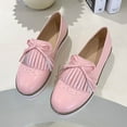 thumbnail image 6 of asdoklhq Sneakers for Women,New Platform Flat Casual Lazy Shoes Round Toe Bow Ladies Tassel Single Shoes, 6 of 9