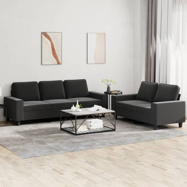 vidaXL Ensemble de Canapé 2 Pcs Tissu Noir