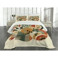 thumbnail image 3 of Ambesonne Monstera Quilted Bedspread Set 3 Pcs, Modern Abstract Botanic, Queen Size, Burnt Sienna Pale Seafoam, 3 of 5