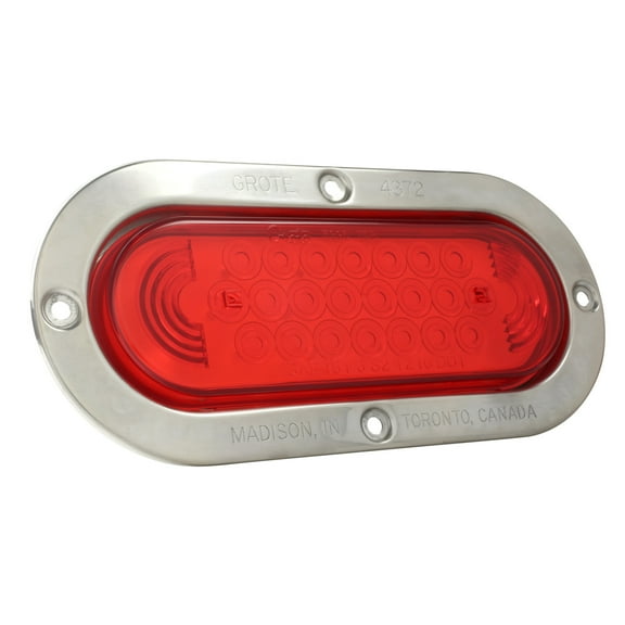 Grote 53972 SuperNova Oval LED Stop Tail Turn Light - Stainless Steel Theft-Resistant Flange, Red