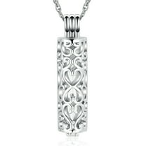 Cremation Urn Pendant Necklace with Hollow Cylinder Vial Keepsake Urn Cremation Jewelry Memorial Lockets for Ashes for Women Men