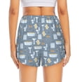 thumbnail image 4 of Vsdgher Blue Bathroom Print Women's Running Double Layer Shorts High Waisted with Pockets Elastic Yoga Workout Athletic Gym Sports, 4 of 8