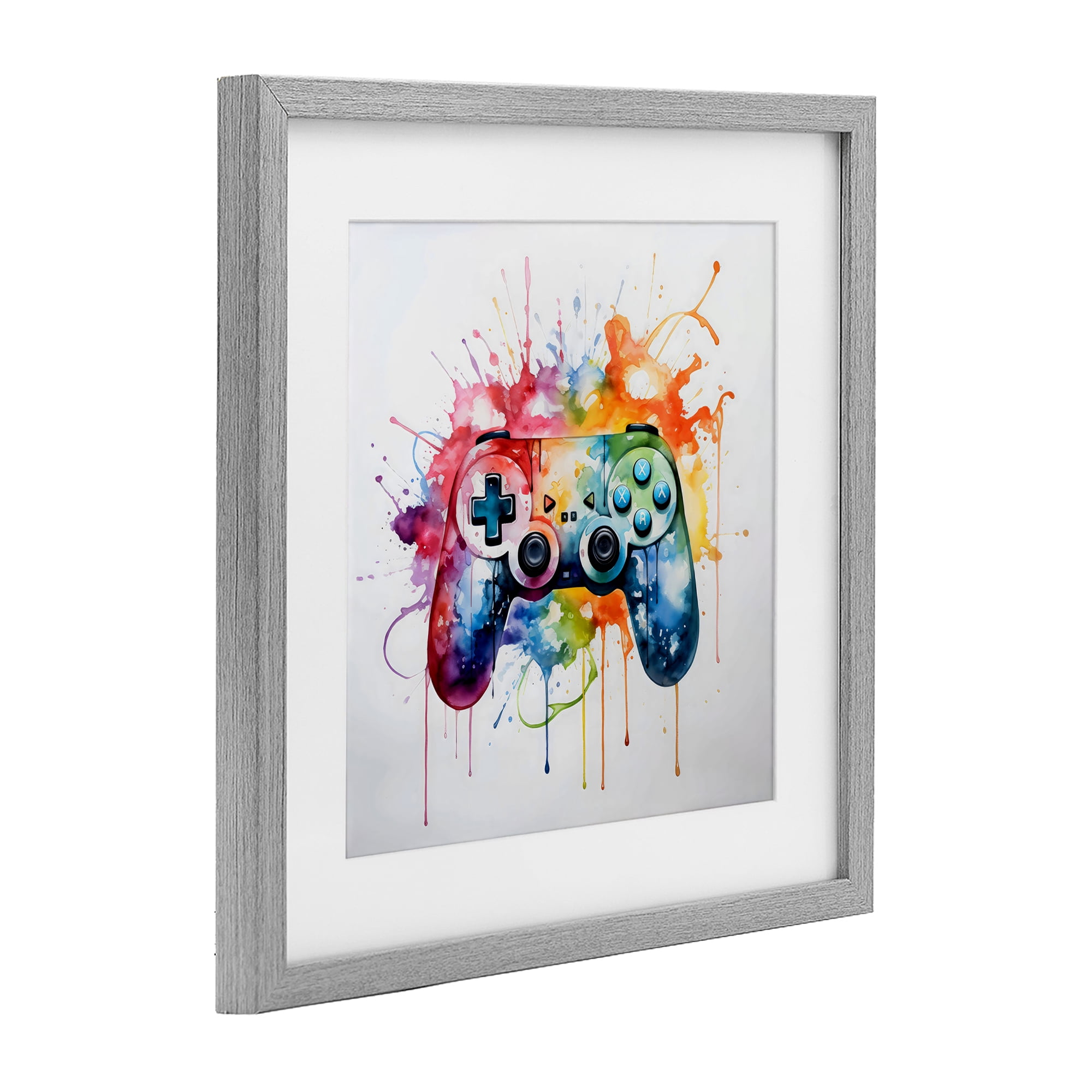 Stupell Industries Colors of Gaming Splatter Gray Framed Print Under Glass, design by Creative Studio