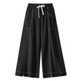 thumbnail image 7 of Guluxicc Women's Cotton Pants with Pockets Elastic Waist Drawstring Wide Leg Trousers for Everyday Wear Summer Casual Outfits, 7 of 7