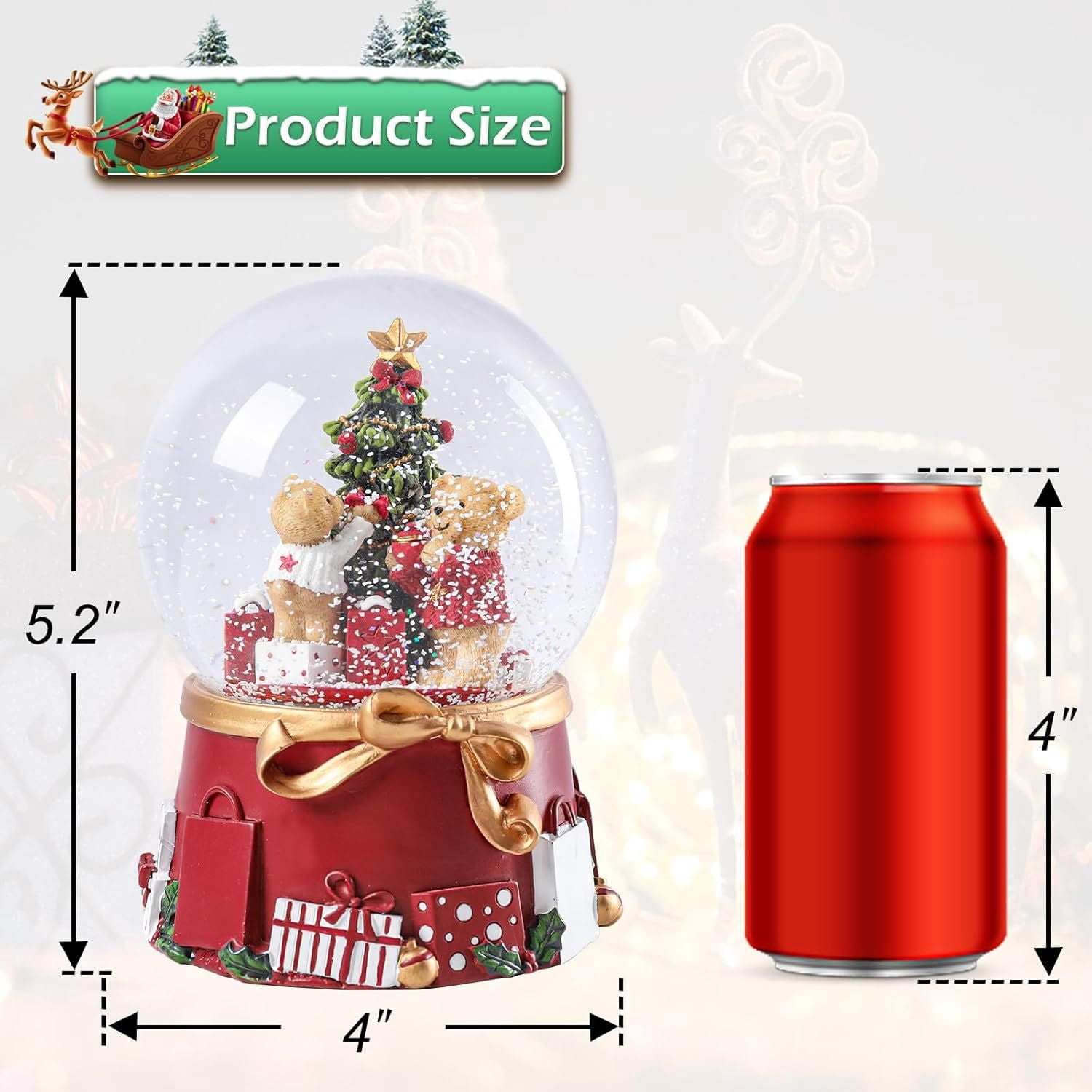 Christmas Snow Globes Gingerbread Man Village House in Cup Christmas Snow Globe with 8 Songs Color Changing Battery Operated Musical Box for Christmas Home Party Décor