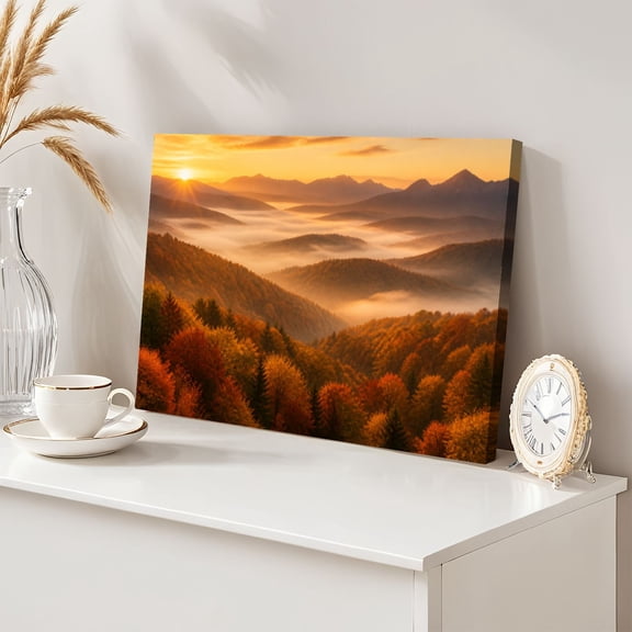 Great Smoky Mountains 12"x16" Wall Art Nature Forest Sunrise National Park Canvas Wall Decor for Living Room Bedroom Modern Abstract Painting Prints Aesthetic Framed Artwork Home Decor