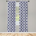 thumbnail image 3 of Ambesonne Ethnic Curtains, Rococo Victorian Star Forms, Pair of 28"x84", Indigo and White, 3 of 5