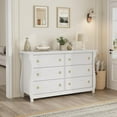 thumbnail image 2 of IdealHouse 6-Drawer Boho Dresser with Rattan Accents & Curved Legs, Tall Freestanding Storage Cabinet for Bedroom, Living Room, or Entryway, White, 2 of 8