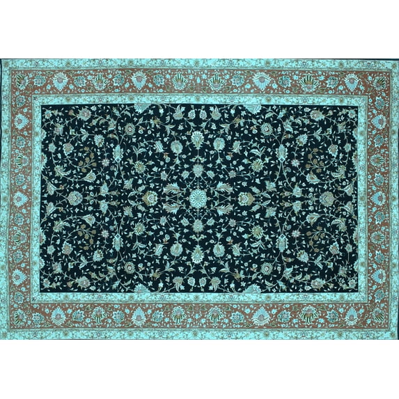 Ahgly Company Indoor Rectangle Persian Light Blue Traditional Area Rugs, 5' x 8'