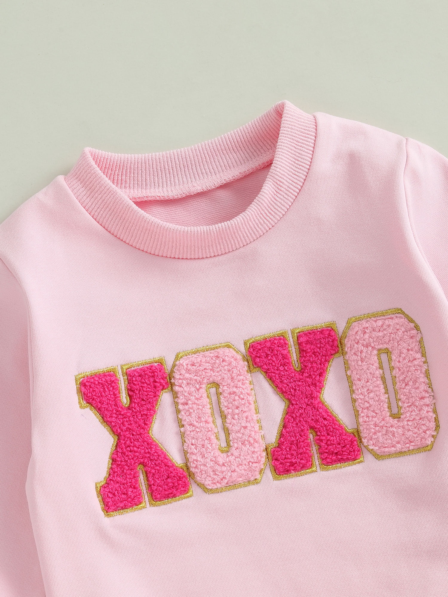 Jxzom Toddler Baby Girl Valentines Outfit XOXO Letter Embroidery Long Sleeve Sweatshirt Tops and Tulle Tutu Skirts Set 1-6 Years Cute Valentines Clothes