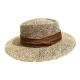 thumbnail image 4 of Sombrero de sol para mujer, sombrero de moda, protección solar, transpirable, tejido con cinta, para playa. marrón, 4 of 9