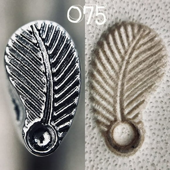 O75 Leaf Leather Stamp OKA Japan (Right Leaning)