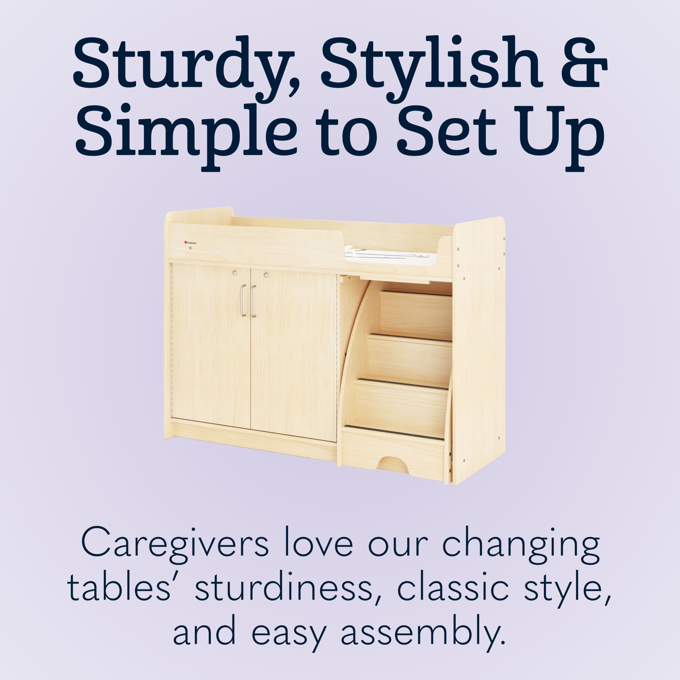 SafeStep Changing Table with Right Stairs - Durable Wood Changing Table for Childcare