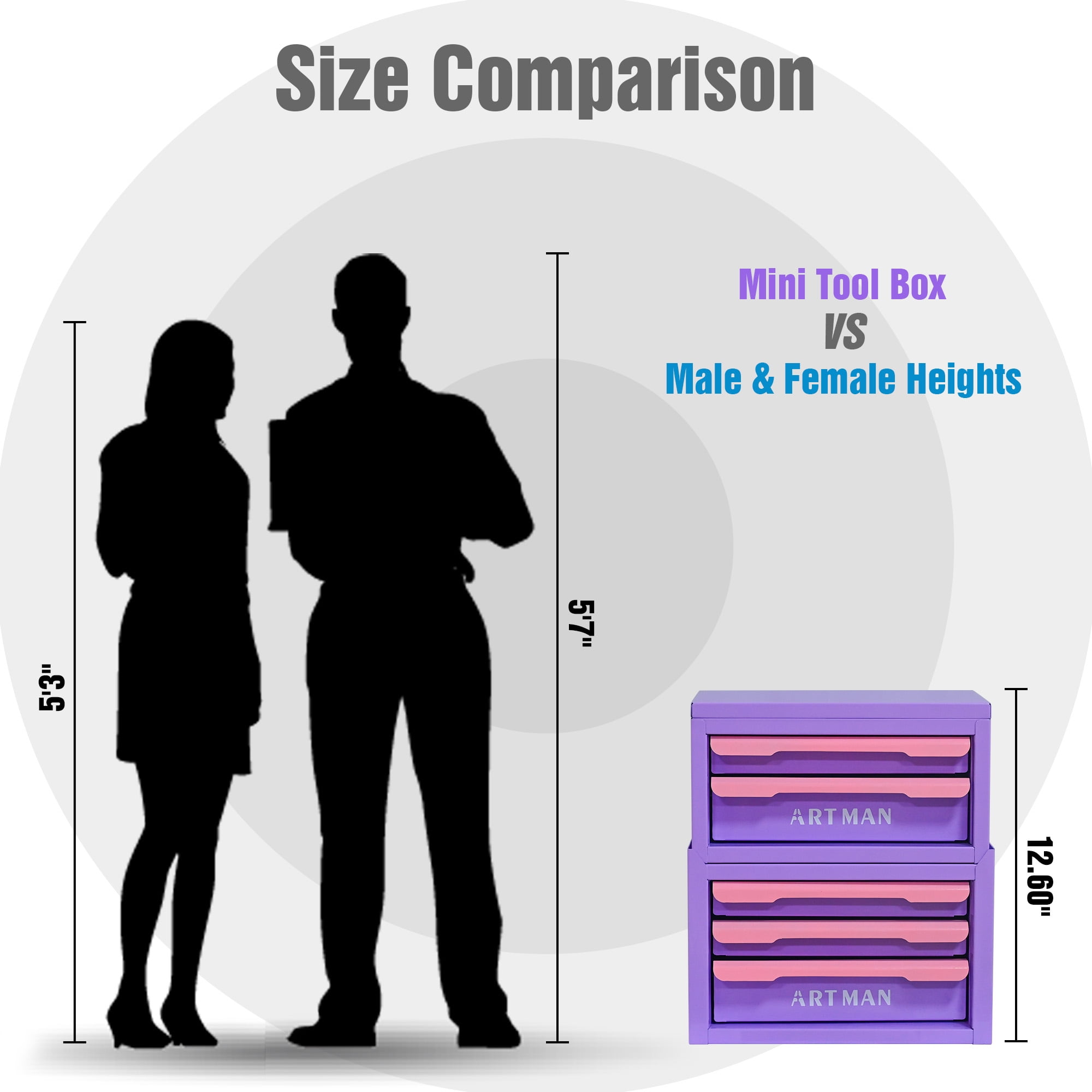 JXXRZ Mini Desktop Storage Box with 5 Drawers, Desk Organizer for Office, Stationery & Cosmetics, Purple-Pink