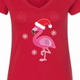 thumbnail image 4 of Inktastic Christmas Holiday Cute Flamingo Women's V-Neck T-Shirt, 4 of 5