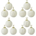 thumbnail image 3 of Deeceymbur Knit Texture Christmas Baubles Set Cream White Tree Ornaments 12 Piece 7cm with Gold Hangers Elegant Holiday Decorations for Festive Home Christmas Tree, 3 of 9