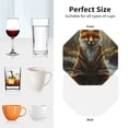 thumbnail image 6 of Naloa Streamside Meditating Fox Leather Coasters for Drinks, Durable Drink Coasters 4 Set for Tabletop Protection, Luxurious Home Décor and Housewarming Gift ( {designName})Octagon, 6 of 6