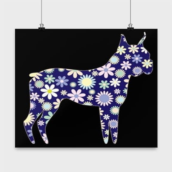 Cute Flower Dog Boxer Poster - 13x13in Pet Wall Art Gift for Dog Lovers