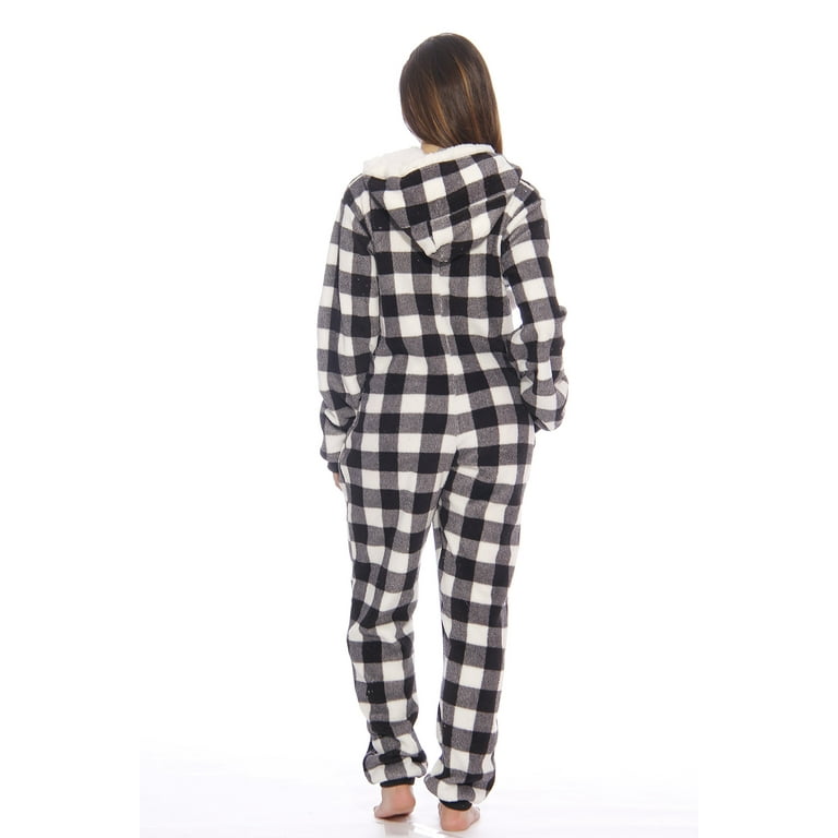 Just Love Plaid Adult Onesie Pajamas White Buffalo Plaid Medium Walmart