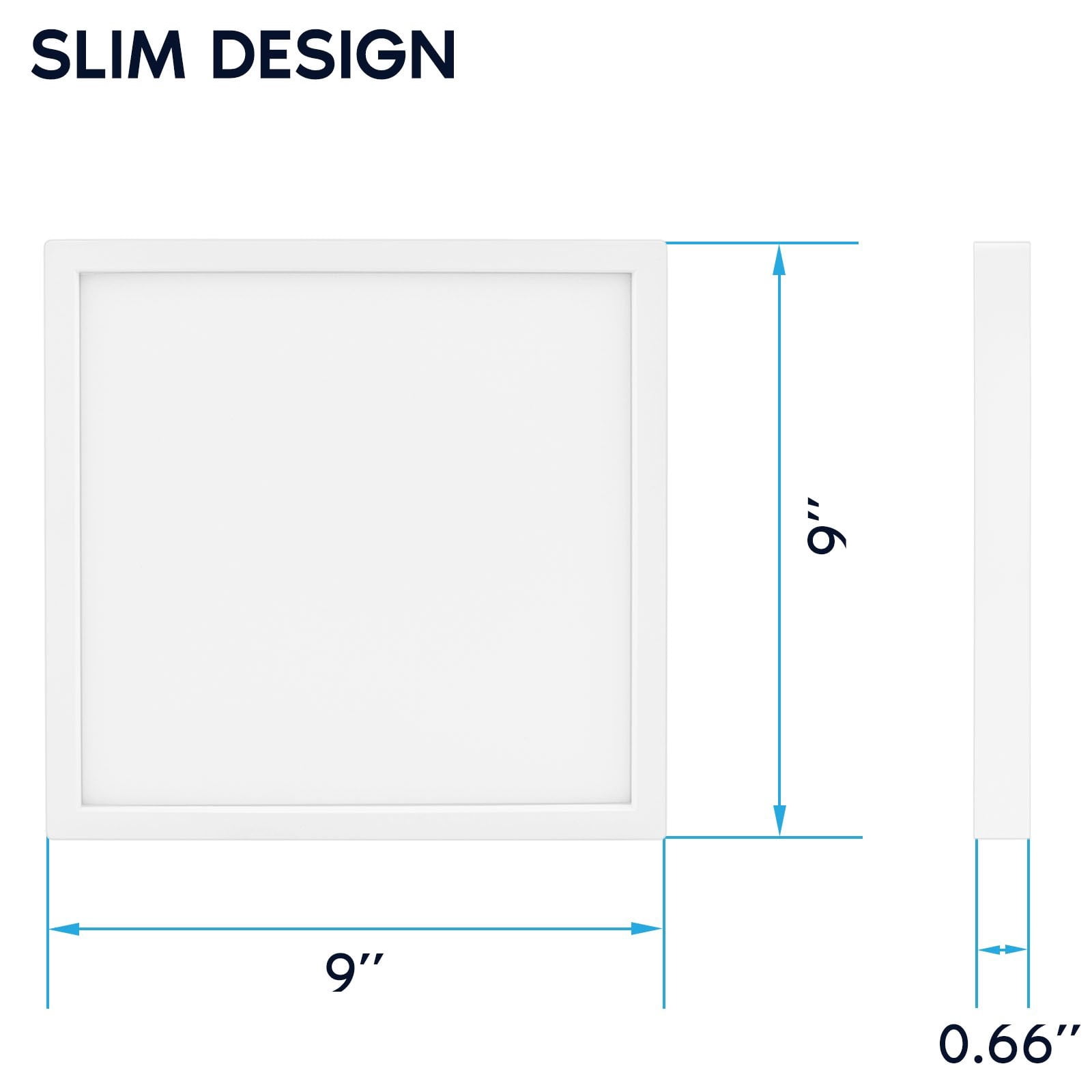 Luxrite 9 Inch Square LED Flush Mount Ceiling Light, 18W 1250LM, 5CCT 2700K-5000K, Dimmable, ETL