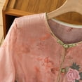 thumbnail image 4 of VNKIDY Womens V Neck Three Quarter Sleeve Floral Print Blouse With Embroidery Knot Button Closure Loose Fit Breathable For Casual Wear Soft Top, 4 of 8