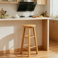 thumbnail image 5 of cisilov 27.5'' Wooden Backless Counter Stool with Round Seat, Natural, 5 of 7