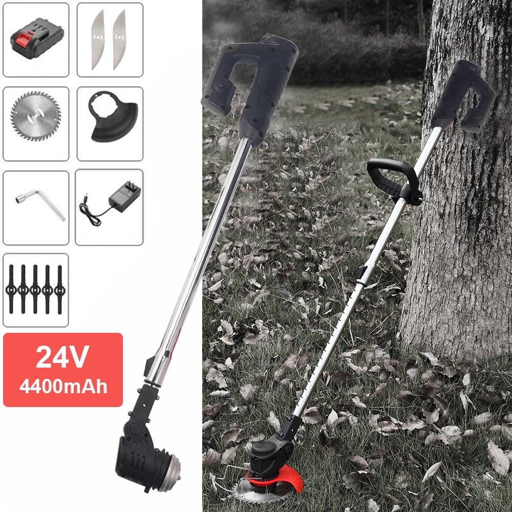 G·PEH Electric Weed Eater Lawn Edger Cordless Grass String Trimmer Cutter 24V &Battery