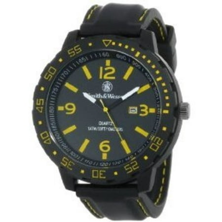 Smith & Wesson Mens SWW-LW6086 EGO Bold Large Black Dial Leather Band Watch Multi-Colored