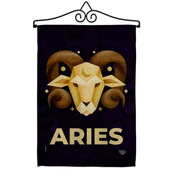 Ornament Collection GS190023-BO-02 13 x 18.5 in. Aries Garden Flag Set for Interests Zodiac Double-Sided Decorative Vertical Flags & House Decoration Banner Yard Gift