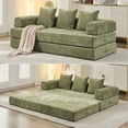 thumbnail image 4 of AOOWOW 82.5” Oversized Double Lounge Chaise,velvet Sofa Bed,Upholstered Boneless Cloud Sofa Deep Seat,No Assembly Required,Green, 4 of 9
