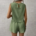 thumbnail image 4 of RMGVDSD Women's Two Piece Outfits Solid Color Sleeveless Tank Tops And Shorts Casual Fashion 2 Piece Set Comfort Fit Women Outfits, 4 of 9