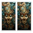 thumbnail image 2 of Designart "Gold Blue Mexico Vibrant Aztec Mask II" Mexico Framed Wall Art Set Of 2 - Gold Landscapes Frame Gallery Set For Office Decor, 2 of 7
