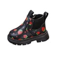 thumbnail image 4 of Girls Cute Ankle Boots Strawberry Printed Side Zipper Booties Kids Comfy Platform Non-Slip Short Boots Black 10 Little Kids, 4 of 7