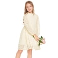 thumbnail image 4 of Arshiner Flypigs Tween Girls Long Sleeve Fall Dresses Swiss Dot Casual Party Dress, 4 of 8